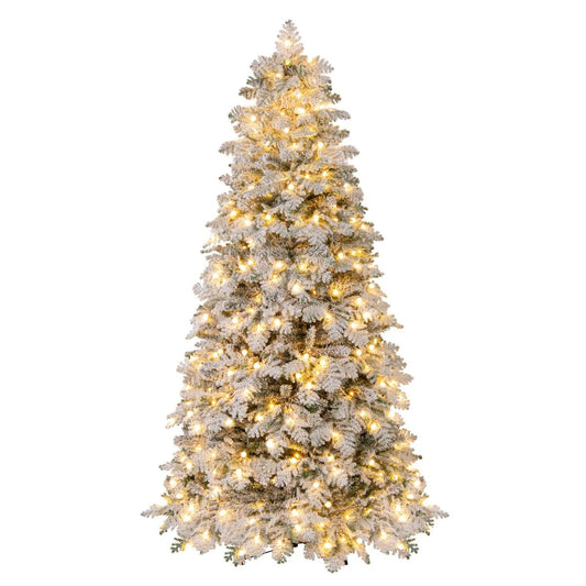 Coast Kunstkerstboom - besneeuwd - met LED-verlichting - 210 cm - groen en wit