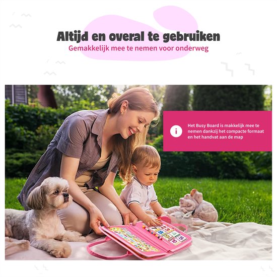 Qualita Montessori Busy Board - Sensorisch Speelgoed - Roze