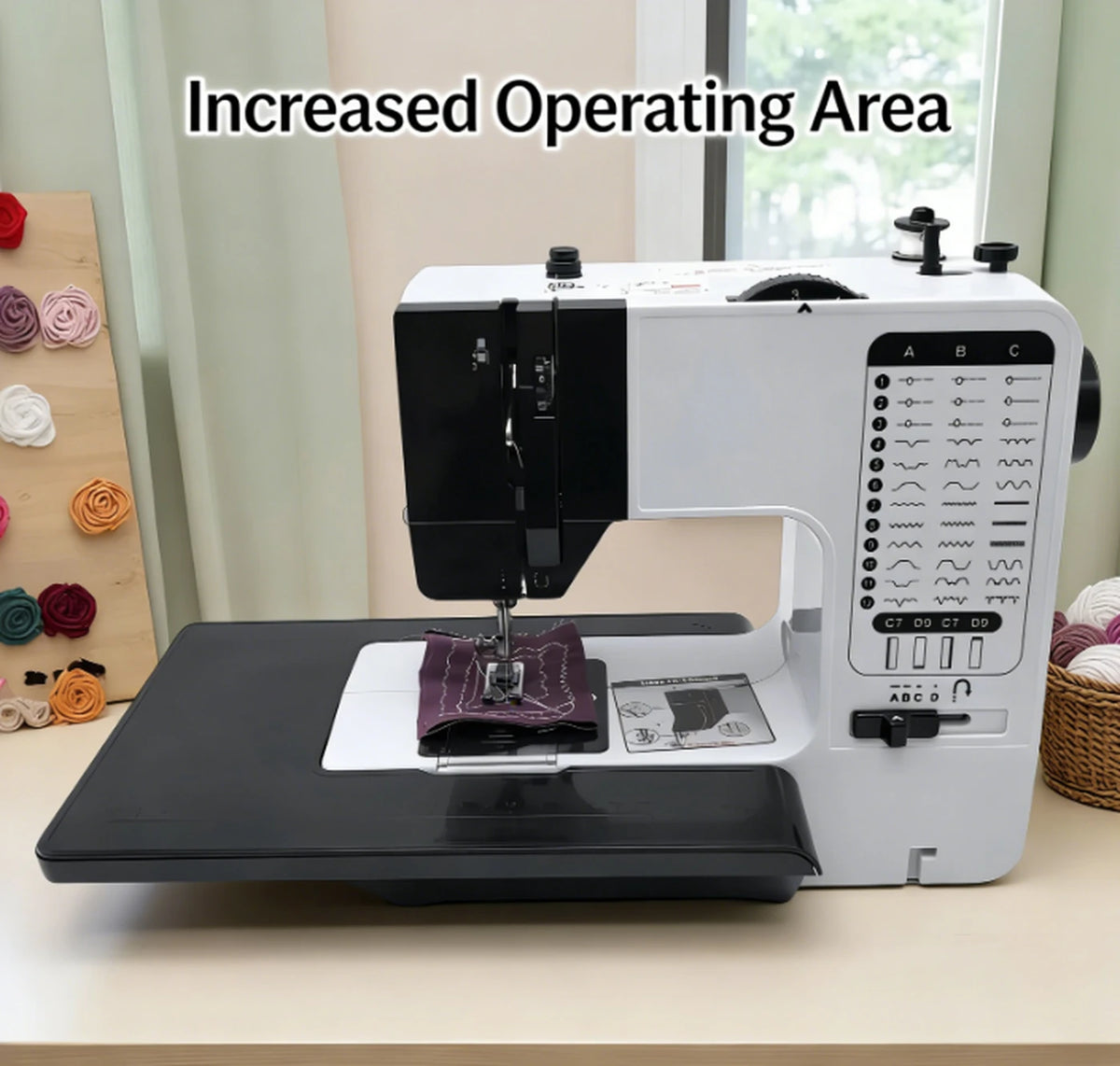 Mini Naaimachine voor Thuisgebruik - 7,2 W - Wit/Zwart - Met Voetpedaal en Verlengtafel