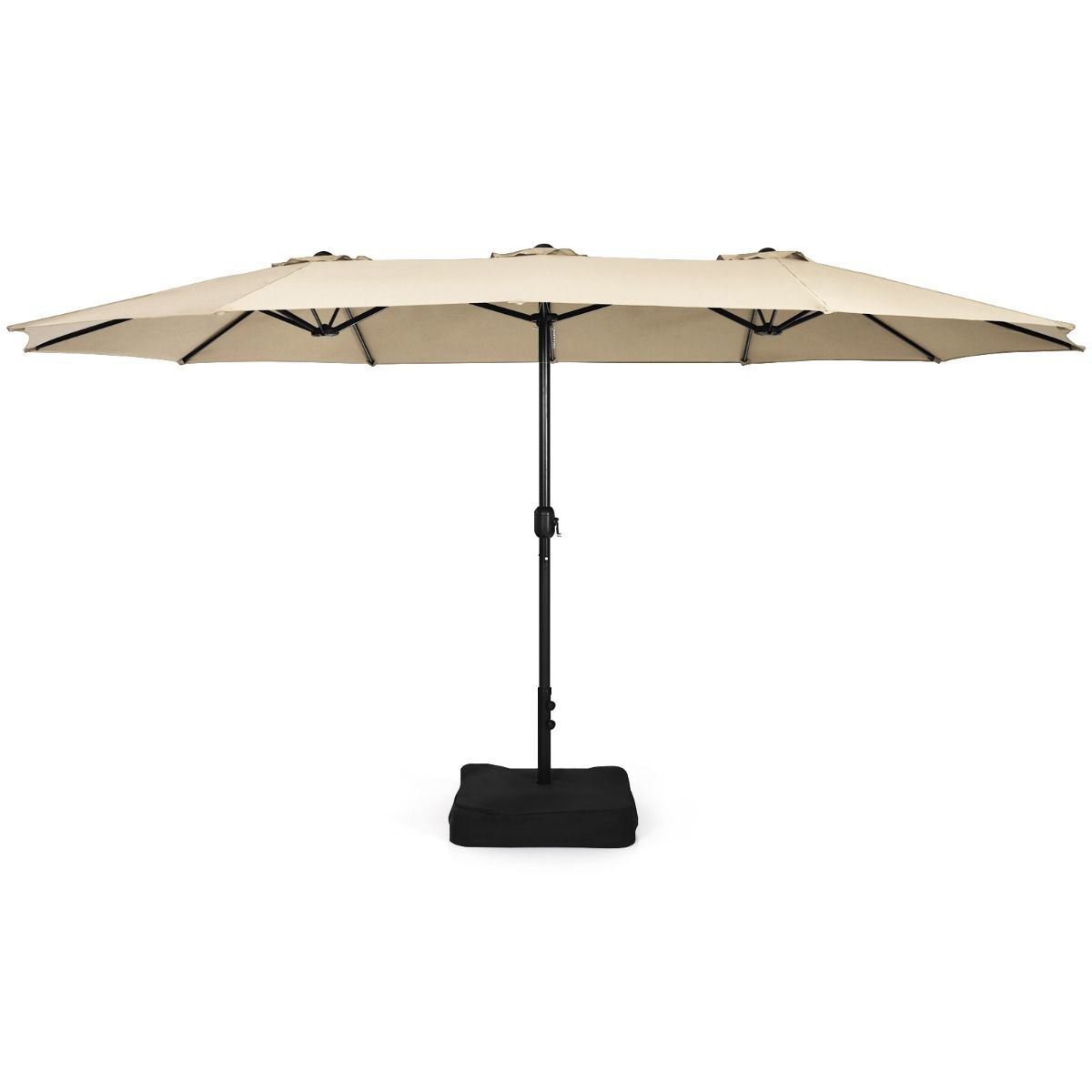 Coast Dubbele Terrasparasol met Standaard - XXL schaduw - Zwengelmechanisme - Beige 451,5 x 264 cm
