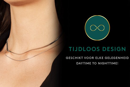 Laura Ferini Dames Ketting Chiara Zilver - Zilverkleurige schakelketting met 2 lagen - 18K Witgoud Verguld - Halsketting - Collier - Sieraad - Accessoires - Dames Ketting