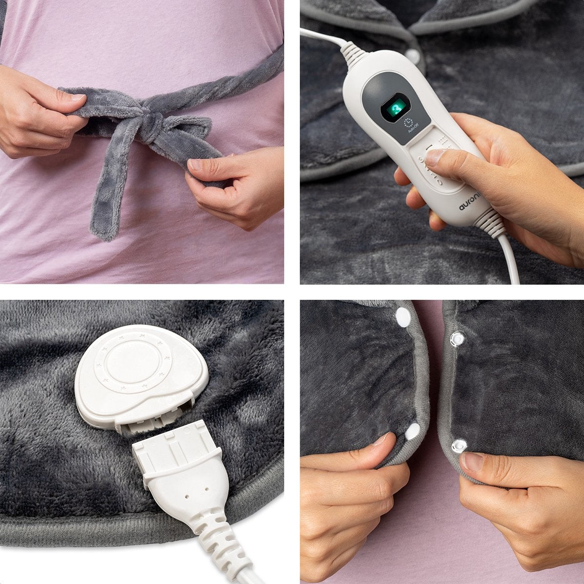 Auronic Warmtekussen - Elektrisch - Schouders en Rug - Wasbaar - Grijs