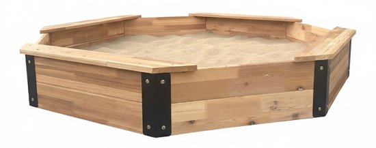 AXI Onno XL Zandbak 150 x 150 x 23 cm in Bruin/antraciet – Met Zitbankjes – Met Hoes – FSC 100% Cederhout – Grote zandbak voor kinderen