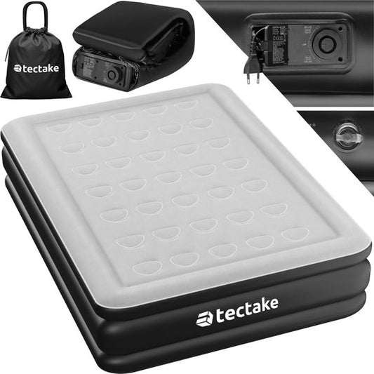 tectake® - Opblaasbaar matras AirDreams met elektrische pomp - Inclusief draagtas met koordsluiting - Waterafstotend - Slaapkamer - Camping - Logeerbed - Afmeting (LxBxH) 200 x 148 x 44 cm