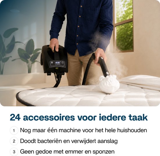 Techweise TS3 - Stoomreiniger - Reinigingsmachine - 2600W 4,2 Bar Stoomdruk - Natte & Droge Stoom - Voor vloer, badkamer, auto en meer - 5m Kabel - Binnen 1 minuut opgewarmd