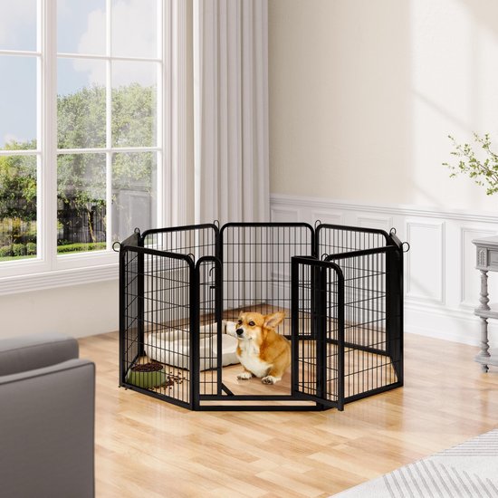 Yaheetech Puppyren 80 cm - 8-delig - Opvouwbaar - Automatische Vergrendeling