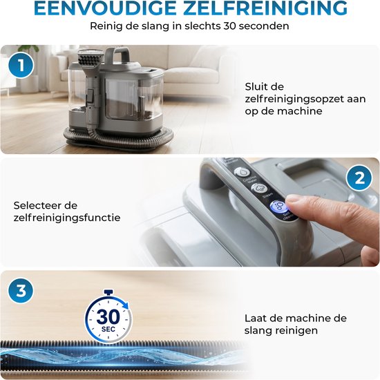 Powell Stoomreiniger - Tapijtreiniger - Vlekkenreiniger - Bank Reiniger - Meubelreiniger - Tapijtreiniger Stofzuiger - Reinigingsmachine - Tapijt Reiniger - 1800 Watt - Grijs