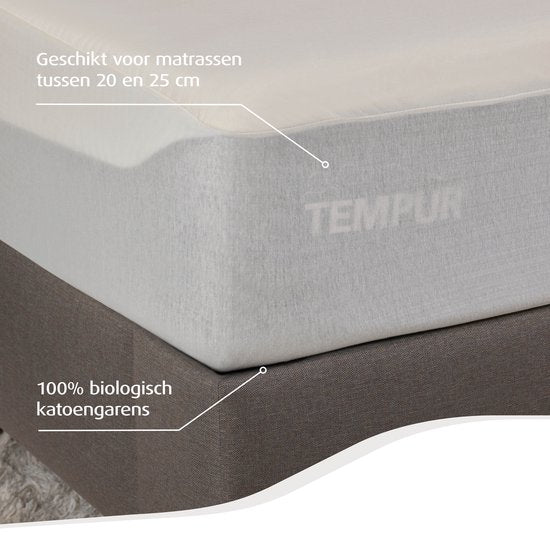 Home by TEMPUR® Matrasbeschermer - Nature – 140 x 210 x 25 cm – Biologisch katoen – Waterdicht - Warmte regulerend – Antimijtbescherming