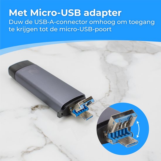 Nuvance - SD Kaart Lezer - USB Stick - SD Kaart Lezer USB C - Card Reader - Micro USB - Geheugenkaartlezer - Micro SD Adapter - SD Kaartlezer - Micro SD Kaart Lezer - USB 3.0 - Geschikt voor alle Smartphones & Computers