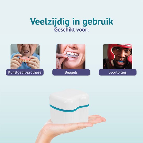 Gebitsbakje - Beugelbakje - Incl. Lekbakje - Voor - Beugel - Kunstgebit - Prothese - Beugelbakje - Beugeldoosje - Bakje
