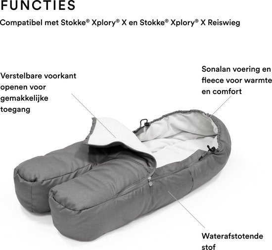 Stokke Xplory X, Modern Grijs - Luxe kinderwagen - Verstelbaar voor comfort van zowel baby als ouders - Vulling, harnas en reflecterende ritssluiting voor extra veiligheid - In één stap op te vouwen