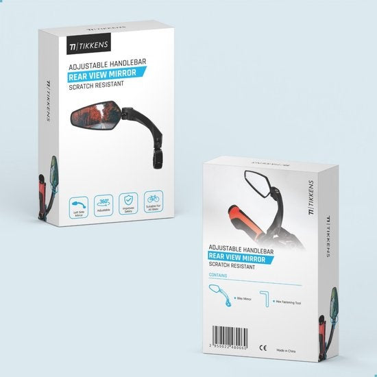 TIKKENS® Fietsspiegel Links - Verstelbaar - Fiets Spiegel Geschikt voor E-bike, Speed-pedelec