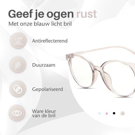 LC Eyewear Beeldschermbril - Blauw Licht Bril - Incl. Brillenkoker - Unisex - Transparant