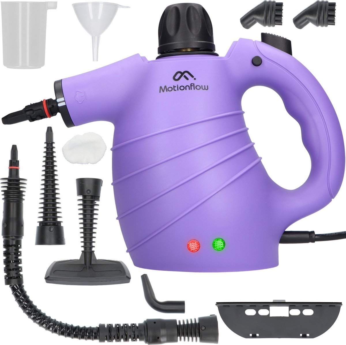 Motionflow 14-in-1 Stoomreiniger - Handstoomreiniger voor kleding - 1150 Watt handstomer - Stoomapparaat vloer, bank & tapijt - Vlekkenreiniger - Tapijtreiniger - 450 ML - 14-Delige accessoires Set