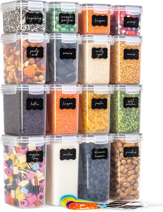Stosh Vershoudbakjes - Voorraadpotten - Voorraadbussen - Snoeppot - 16 Stuks - BPA vrij - Kunststof