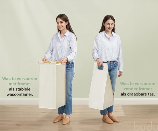 Budu Wasmand 3 vakken - Wassorteerder - Wasmanden Bamboe - 150L