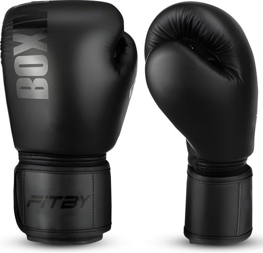 Fitby Bokshandschoenen - Kickboks Handschoenen - Boxing Gloves - Kinder Bokshandschoenen - Zwart - 8 oz