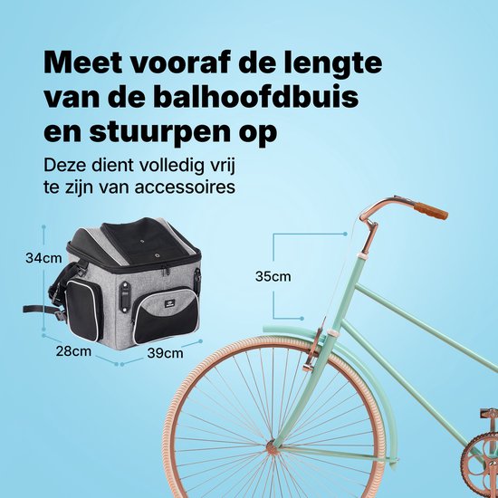 Jake en Jacky Hondenfietsmand - Fietsmand Hond Voorop - Hondenmand Fiets - Autostoel Hond - Kleine Hond max 8 kg - 39x28x34 cm