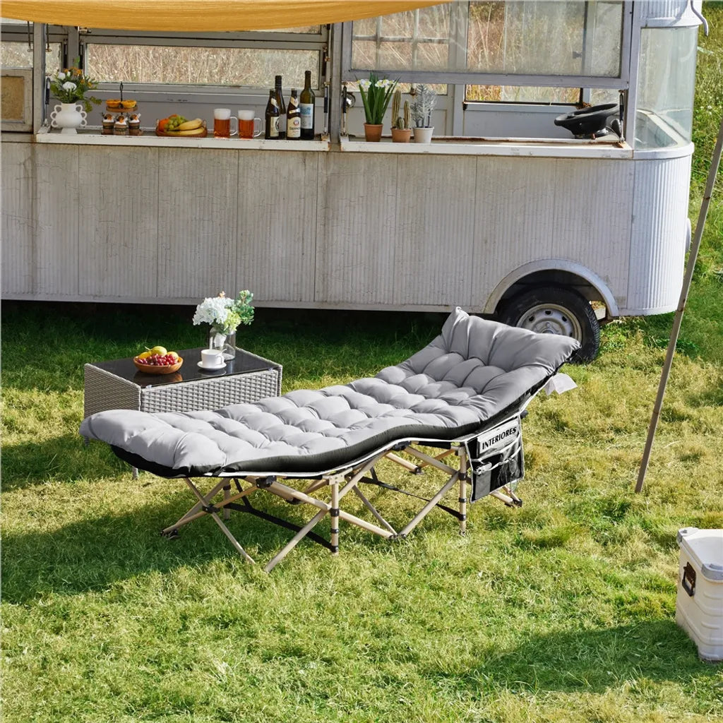 Yaheetech Veldbed met Matras 191 x 67 x 56 cm - Zwart/Grijs - Opvouwbaar Campingbed met Draagtas