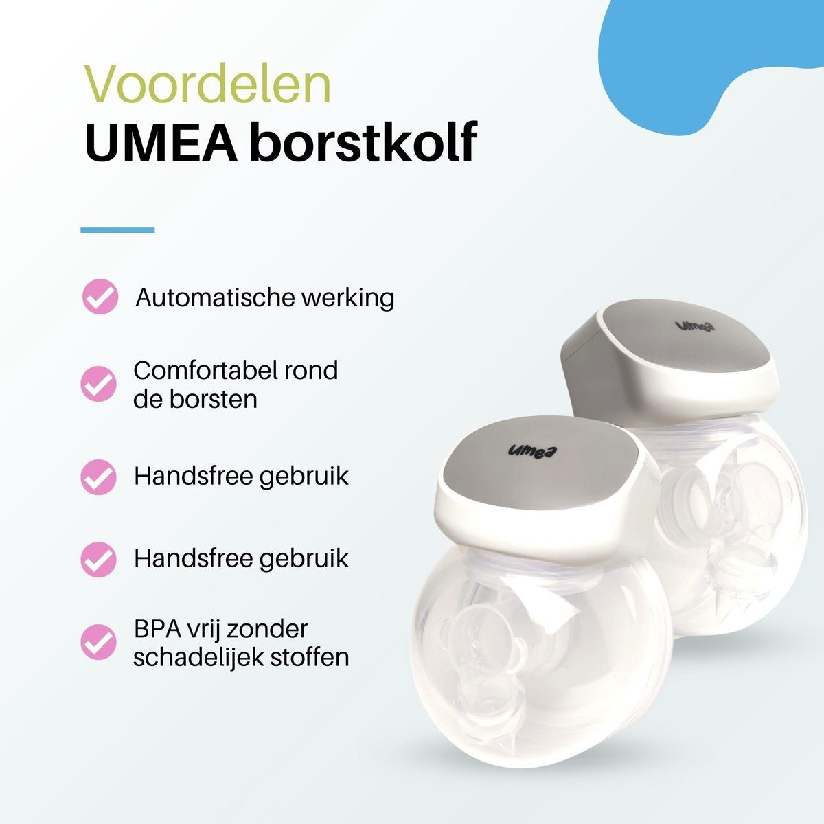 Umea - Dubbele Borstkolf - Draadloos - Elektrisch - Wit