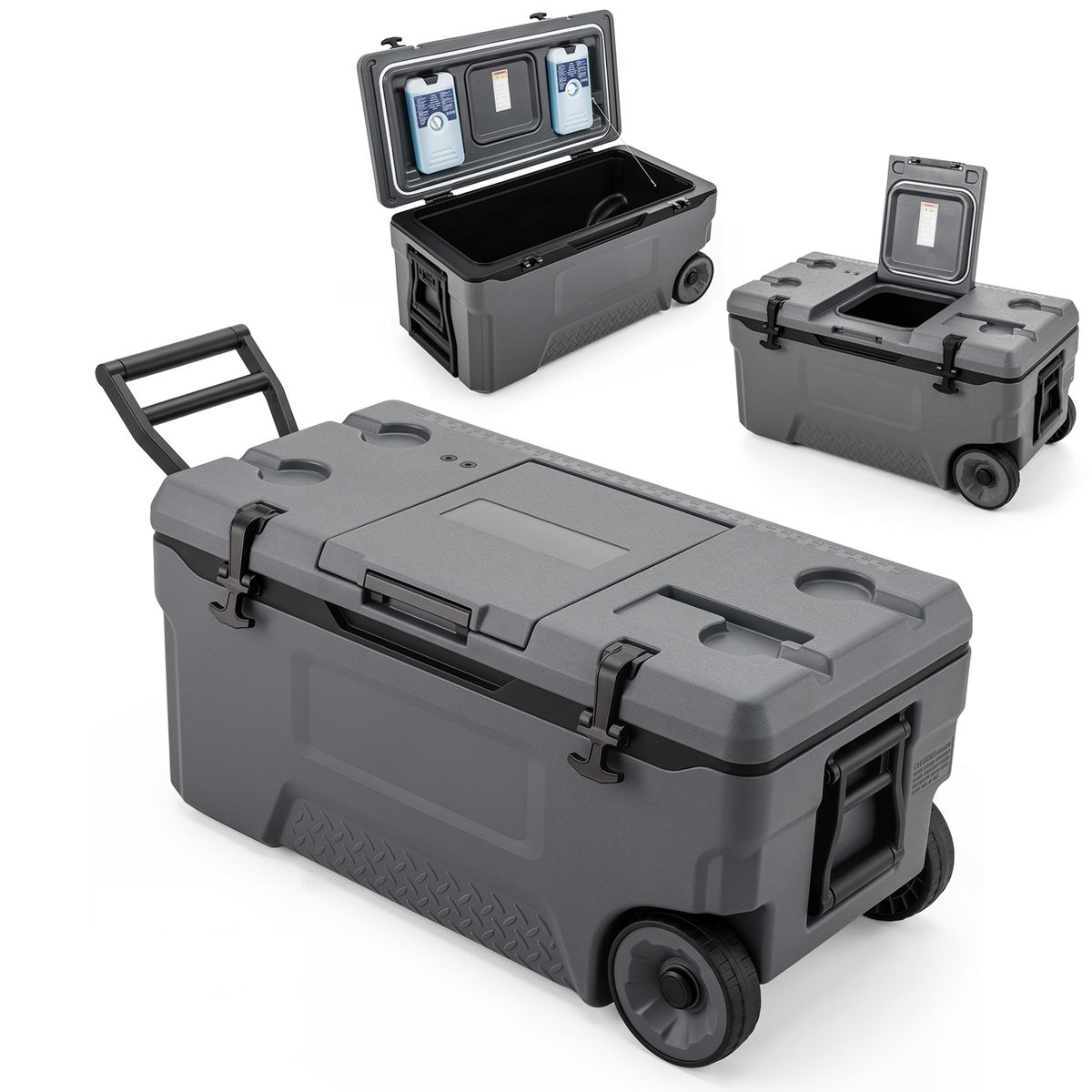Coast Koelbox op wielen - met handgreep en afvoerstop - maat L 70 liter - grijs