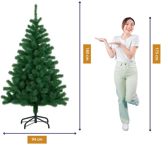 Arti Casa Kunstkerstboom 180 cm - Kunst Kerstboom met Boom Voet - 650 Takken - Kerstdecoratie voor Binnen - Groen