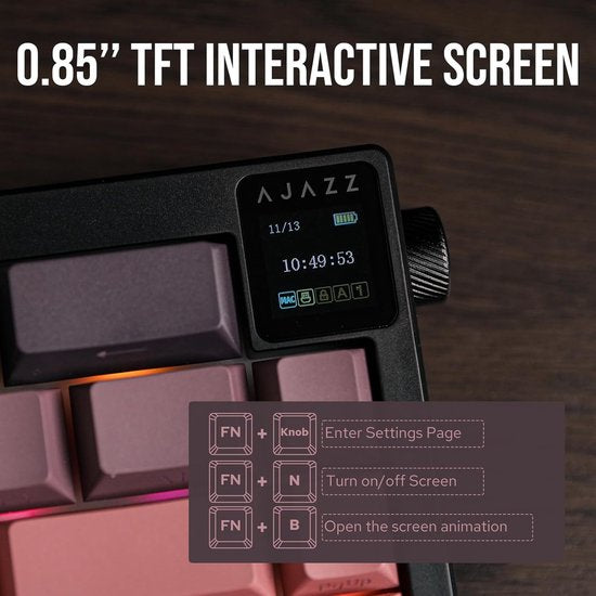 Ajazz AK650 - Draadloos Gaming Toetsenbord - Mechanisch - Gasket - Hot Swap - Tri-mode - QWERTY - 66 Toetsen - Bramen