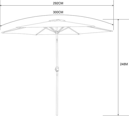 AXI Noor Stokparasol Ø 300cm Eikenlook/beige – Gepoedercoat frame - Kantelbaar