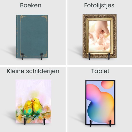 Purepeak Bordenstandaard voor Sierborden - Bordenhouder Geschikt voor Borden tot 35 cm Hoog - Bordenrek - Zwart - Menukaarthouder - LP Houder