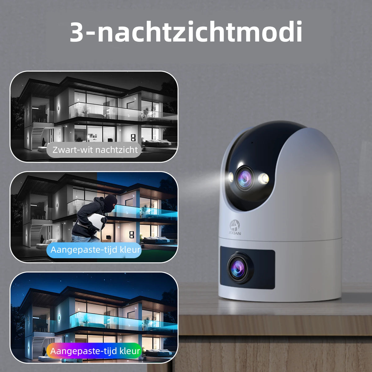 Jooan Dual Lens Beveiligingscamera 2K - WiFi met App - Zwart