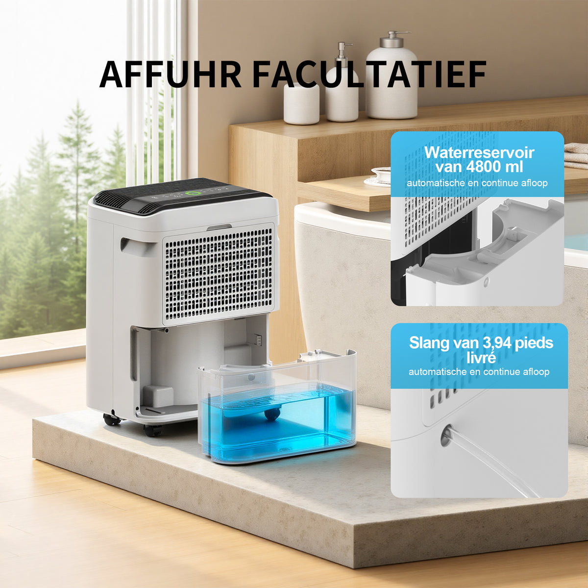 ELECCI luchtontvochtiger - 25 l/dag - 4,8 liter tank
