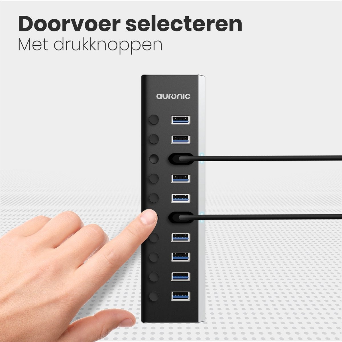 Auronic USB Hub 3.0 - USB Splitter met 10 Poorten - met Voeding - 5 GBPs - Led Indicatie - Zwart