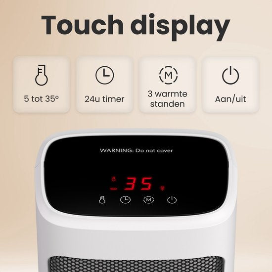 Auronic Ventilatorkachel Digitaal - Keramische Kachel - Draagbaar - 2000W Heater - Wit