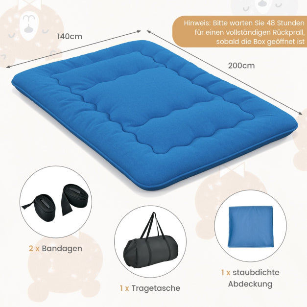 Coast Vloermatras - Microvezel & Polyester - Incl. Draagtas - 140 x 200cm - Blauw