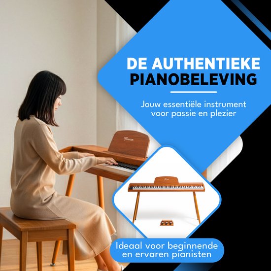 Finesse Digitale Piano - 88 Gewogen Toetsen - met Pedalen & Kruk - Keyboard Piano - Elektrische Piano - Volwassene & Kind