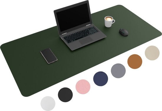 WURK Professionele Bureau Onderlegger Kunstleer Bureau Organizer Bureau Accessoires Inclusief Kabel Clip Muismat XXL - 120x60 Groen