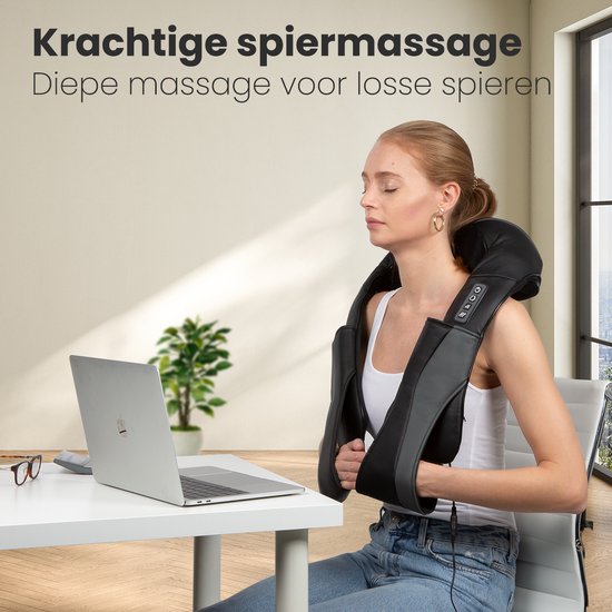 Auronic Shiatsu Massagekussen - Elektrisch Nekmassage Apparaat - Massage Apparaten - Nek en Schouder - Infrarood - Inclusief Draagtas - Zwart