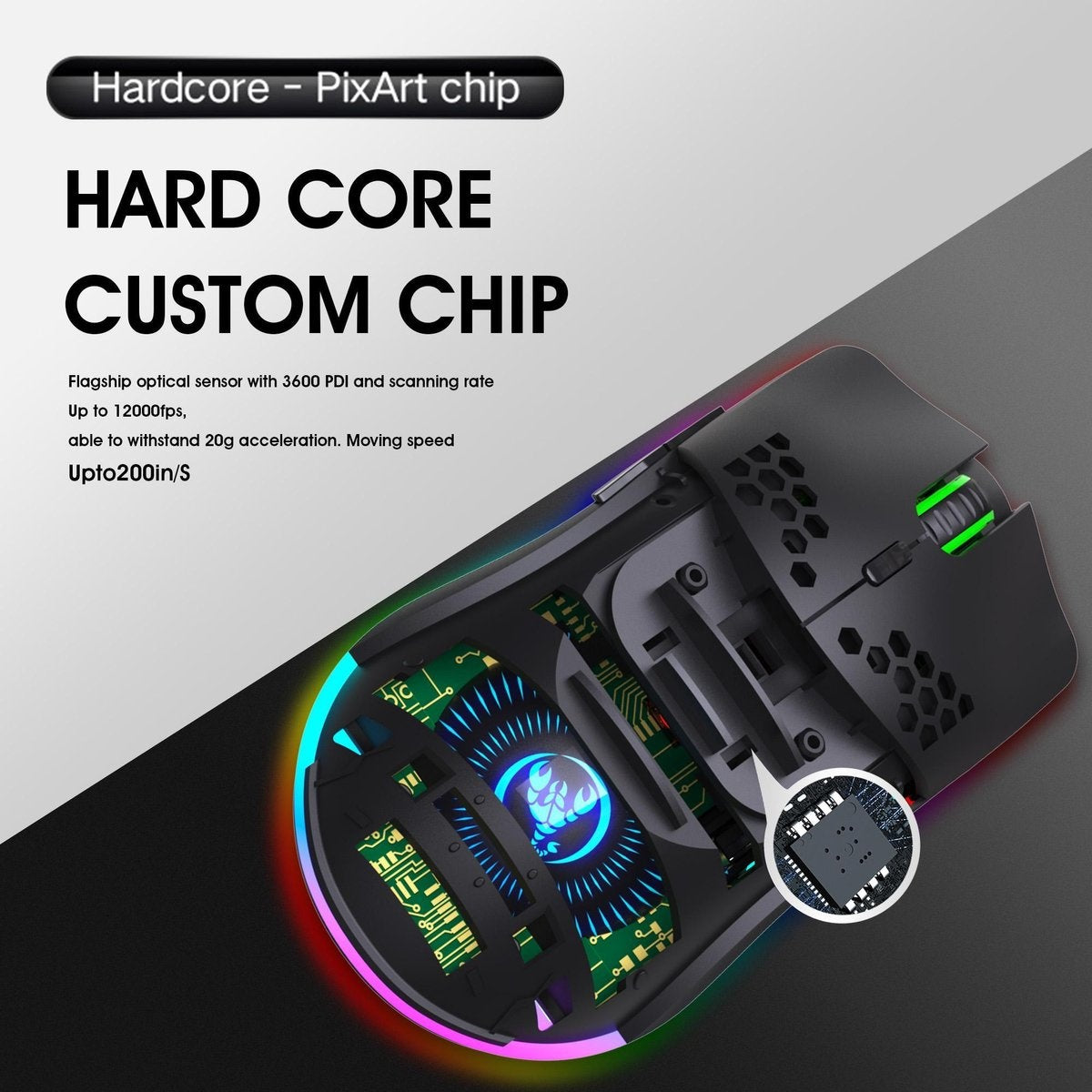 HXSJ T66 2.4G Draadloze Gaming Muis - Ultra licht - RGB Verlichting - Zwart