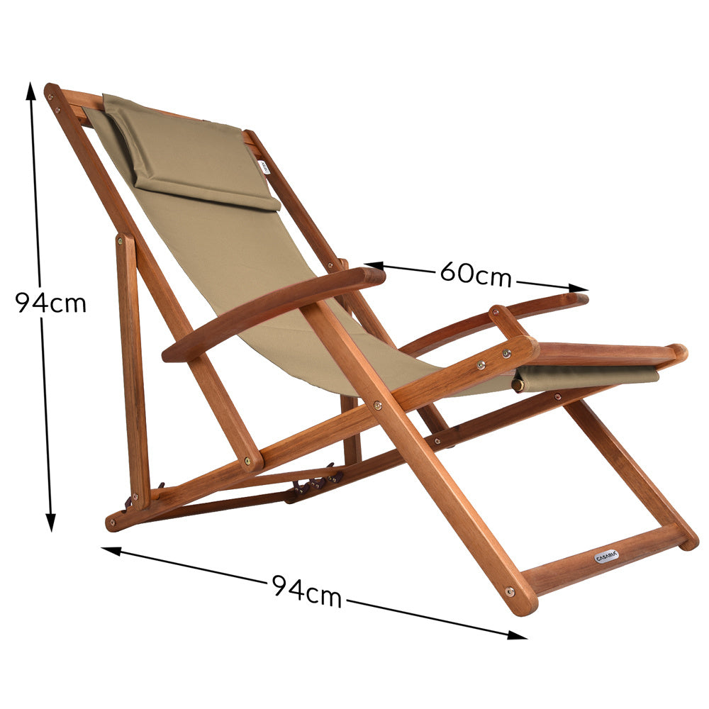 Casaria Ligstoel Acaciahout – Opvouwbaar tot 160kg – Beige