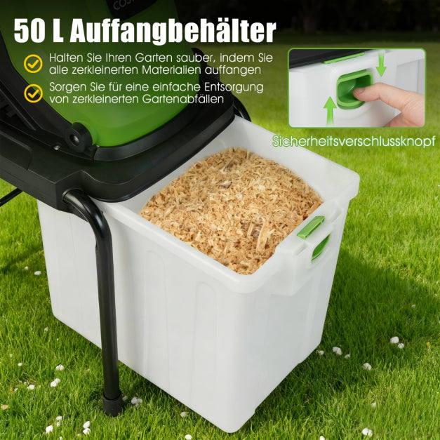 Coast Elektrische Tuinhakselaar 3000 W – Takken tot 45 mm – 50 L – Groen