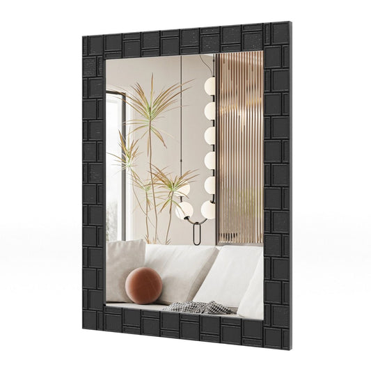 Coast Wandspiegel - rechthoekig - houten lijst - verticaal en horizontaal ophangbaar - zwart - 80 x 60 cm