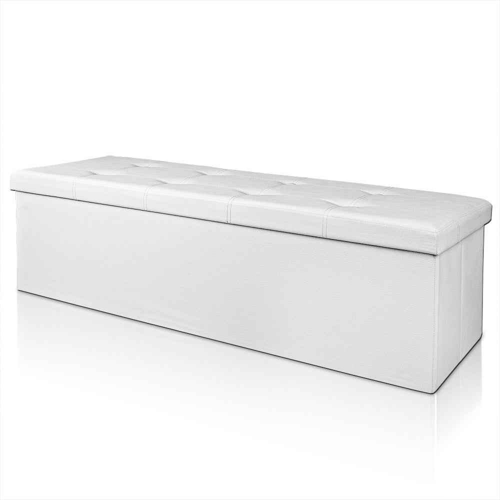 Casaria Zitbank met Opbergruimte \\u2013 115x40x40cm Kunstleer 131L - Wit