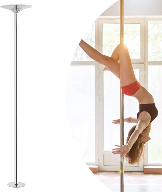 Zoluko Professionele Danspaal - Verstelbaar in hoogte: 2,24 m tot 2,74 m - Roterend en Statisch - 200KG Draagvermogen - Paaldansen - Dansstang - Pole Dance - Dance Pole - Zilver/Chroom
