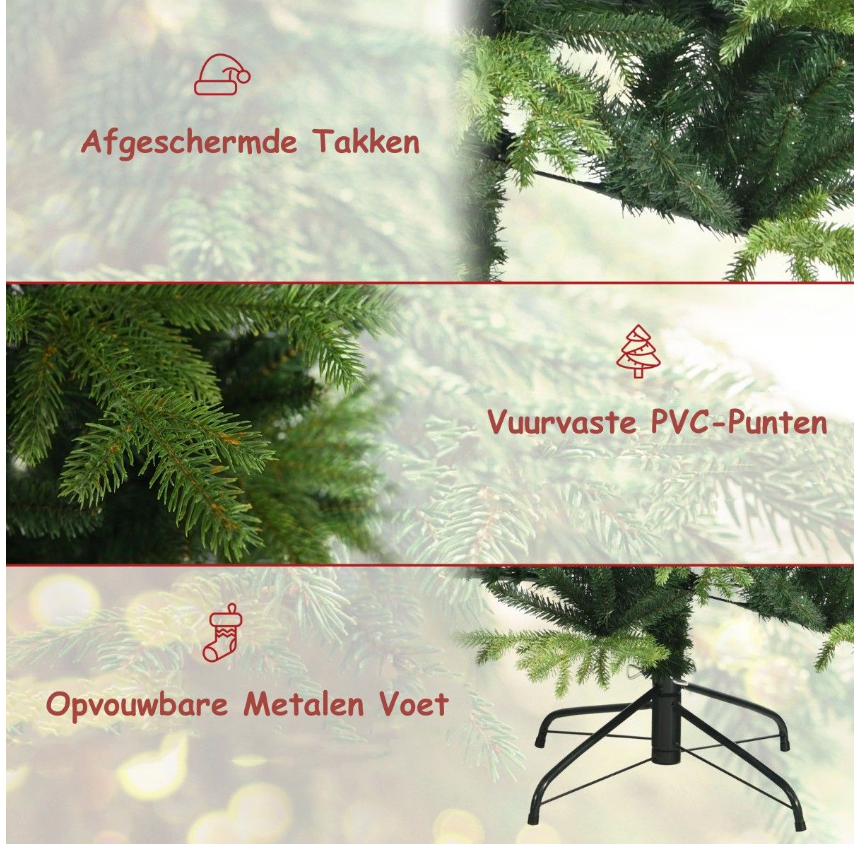 Coast Kunstkerstboom Groen – 180 cm – 1462 PE/PVC Takpunten met Metalen Kruisstandaard