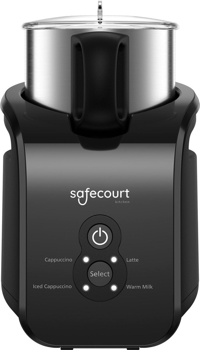 Safecourt Kitchen - Melkopschuimer digitaal - Uitneembare kan - 4-in-1 - BPA-vrij - Zwart - 400 ML