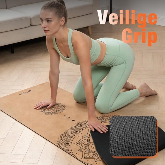 DH FitLife Kurken Yogamat - Mandala Harmony - 183 x 61 cm - 6 mm - Met Draagriem