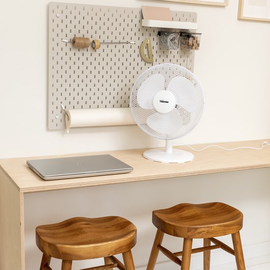Tristar Tafelventilator 30 cm – 3 Snelheden – 85° Oscillatie – Verstelbare Luchtstroom – VE-5724 – Wit