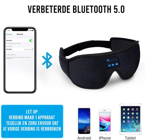 Podec Bluetooth Slaapmasker - Voor Mannen en Vrouwen - Slaap Oogmasker - Ademende Stof