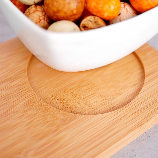 Excellent Houseware - Serveerplank/borrelplank- hapjes/saus/tapas - porselein - incl. 3x schaaltjes