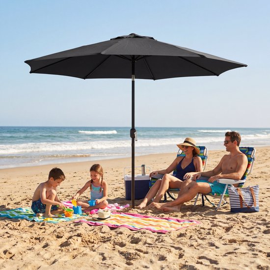 Tristar Stokparasol - 300cm Rond - Tuin & Balkon - Kantelbaar - Incl. Beschermhoes - PA-7903 - Donkergrijs